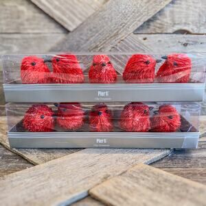 Pier 1-Set of 10-Red Cardinal Bird Clip Ornaments-Christmas Decor-Holiday Decor